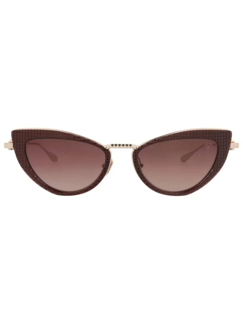 New Valentino Women's Sunglasses Cat Eye Acetate and Metal Frame Bordeaux Gold